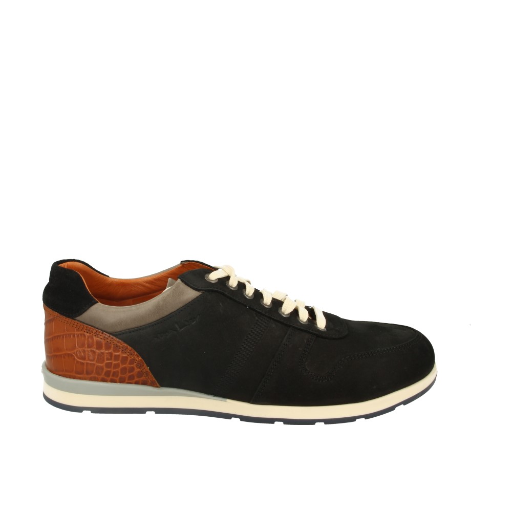 Van Lier Positano leren sneakers crocoprint cognac - Schoenen.nl